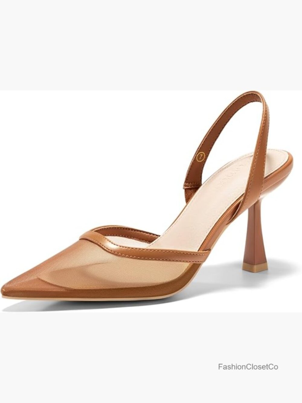 Mesh Kitten Heels Slingback Closed Pointed Toe Stiletto Pumps Party Dress Shoes - Picture 1 of 7